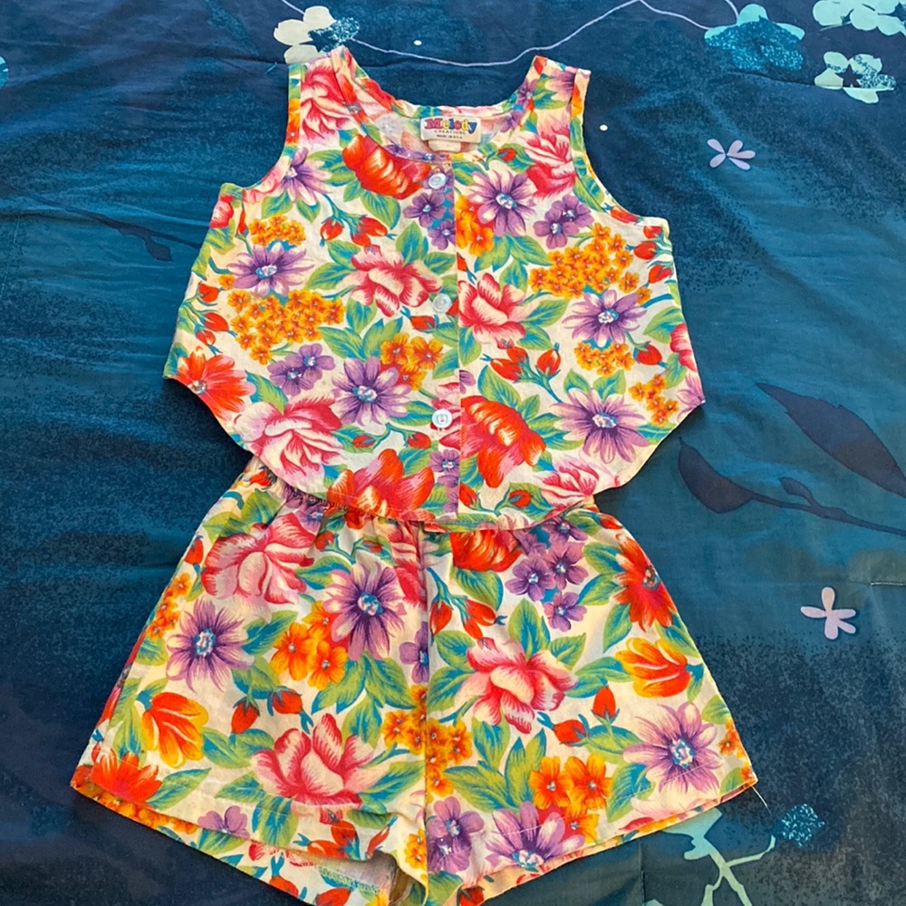 Two Piece Cotton Floral Short Set